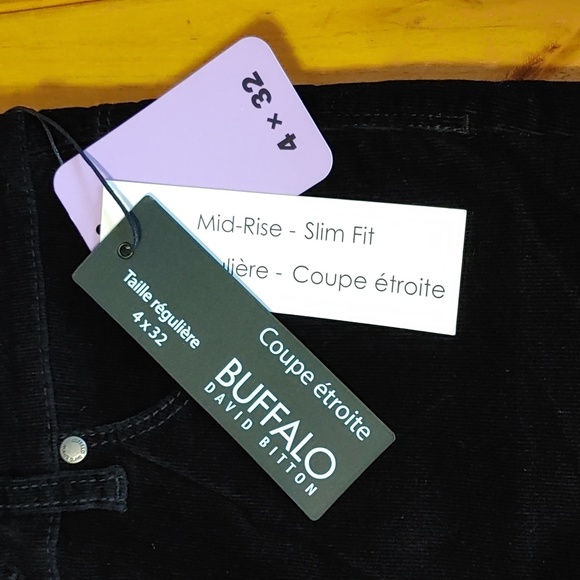 🌻NWT Buffalo David Bitton 4X32 Mid Rise Slim Fit Stretch Black Corduroy P… - Picture 5 of 10
